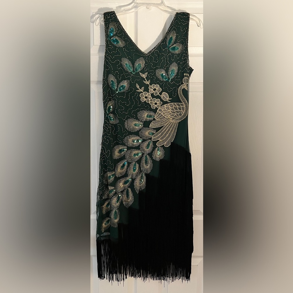 Green Flapper-style Party Dress, Sz L (NWT)